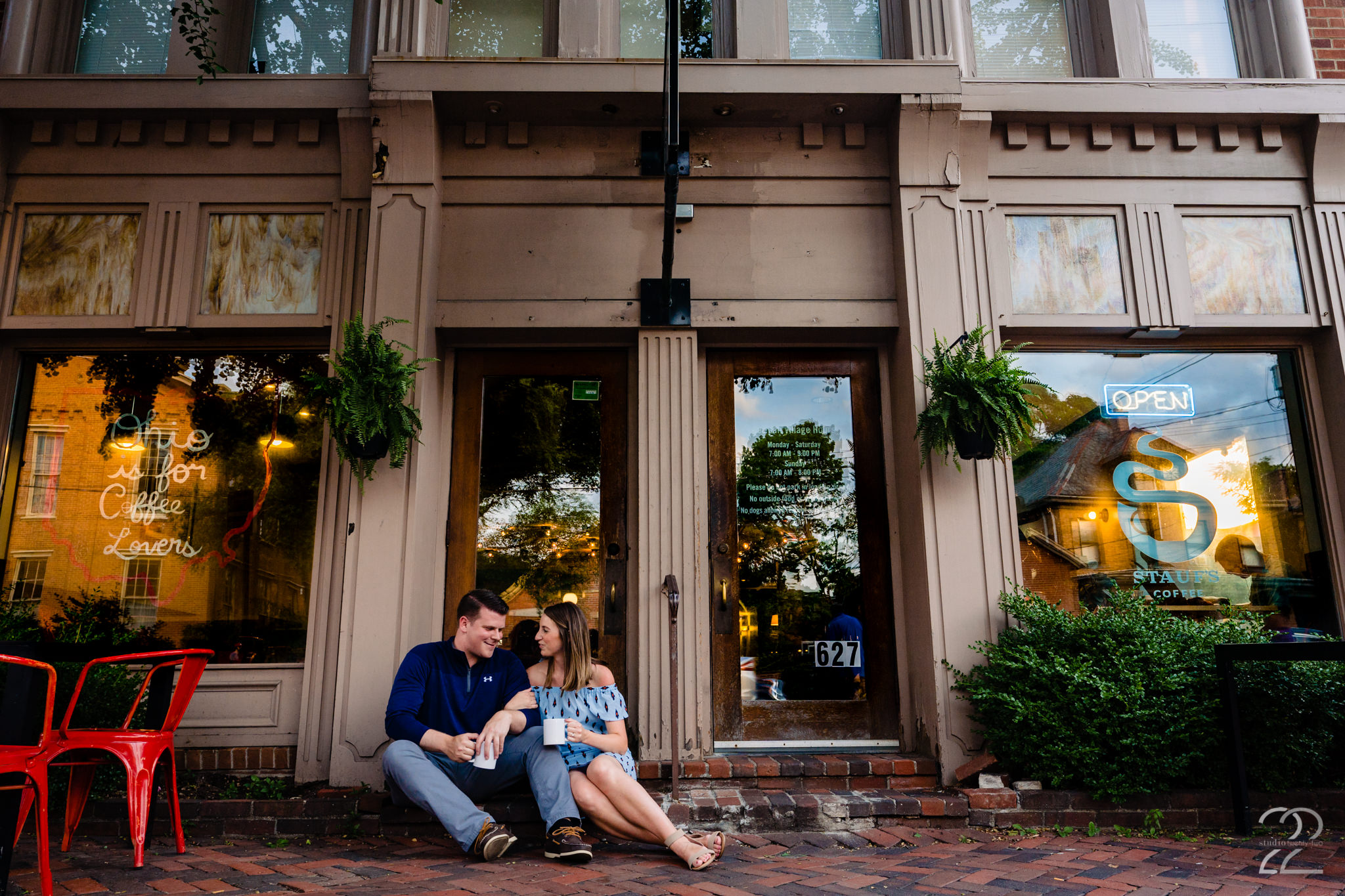  The German Village in Columbus is a great place to explore. Studio 22 loved just capturing relaxed photos of these two while they enjoyed a cup of coffee on a break in the engagement photos. 